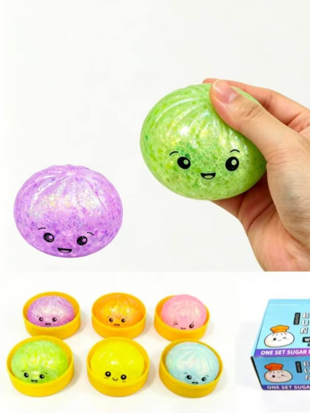 Sugar Edition Mystery Glitter Dumpling Squishy Bun Toy Random Color